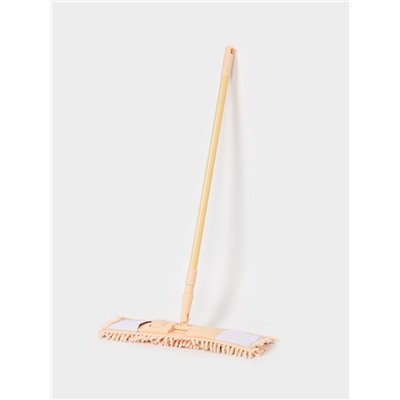 Швабра для мытья пола плоская Доляна, телескопическая ручка, насадка букля, 43×14×124 см