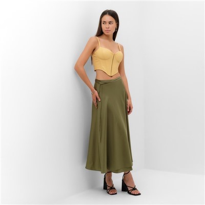 Юбка на запах миди женская MIST, Classic Collection, размер S-M, хаки