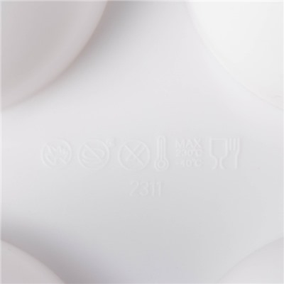 Форма для муссовых десертов и выпечки KONFINETTA «Десерт с фруктами», 30×17.5×4.5 см, 6 ячеек (d=7 см), силикон, белая