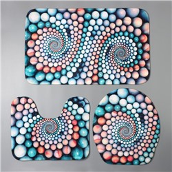 Коврик для ванной и туалета Доляна «Каменные завитки», 3 шт., 35×39 см, 40×50 см, 45×75 см