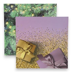 Фотофон двусторонний картон плотность 350 г «Ёлочные ветки и подарки» 50×50 см