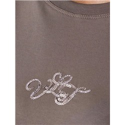 Нарядная футболка с принтом фольгой из премиального хлопка с эластаном