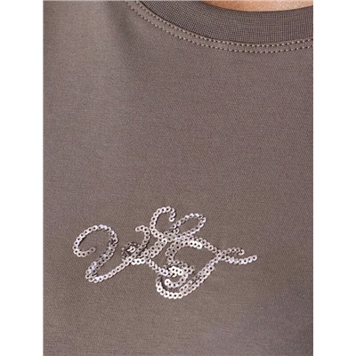 Нарядная футболка с принтом фольгой из премиального хлопка с эластаном