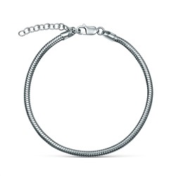 Браслет для шармов из серебра родированный - Плетение змейка, 19 см 2108R300L19+