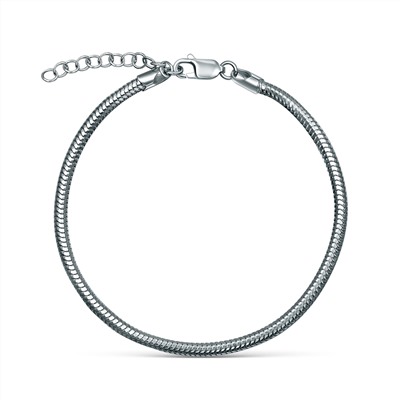 Браслет для шармов из серебра родированный - Плетение змейка, 19 см 2108R300L19+