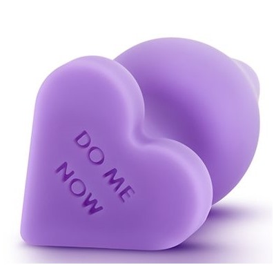 Фиолетовая анальная пробка Naughty Candy Heart Do Me Now - 8,9 см.