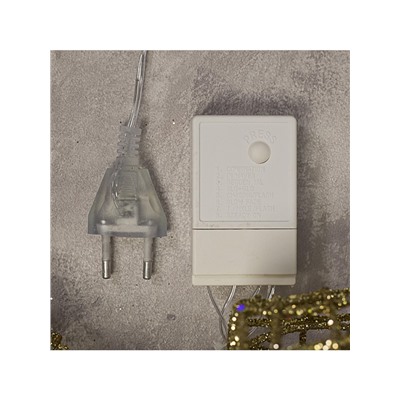 Светодиодная фигура «Олень с санями золотистый», олень: 50×85×18 см, сани: 70×43×22 см, металл, 220 В, свечение тёплое белое