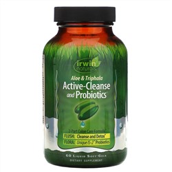 Irwin Naturals, Active-Cleanse and Probiotics, с алоэ и трифалой, 60 мягких желатиновых капсул с жидкостью