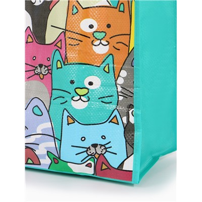 Сумка хозяйственная без застёжки, с принтом, 45×20×37 см, зелёная