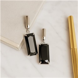 Серьги бижутерия длинные с крупным камнем, вставка: фианит, цвет: черный, арт.007.082