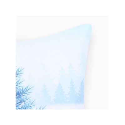 Наволочка декоративная новогодняя «Этель. Christmas» 40×40 см, бело-голубая