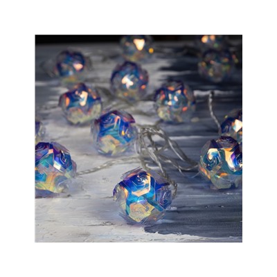 Гирлянда «Нить» 4.5 м с насадками «Цветочные шары», IP20, прозрачная нить, 15 LED, свечение белое, 220 В