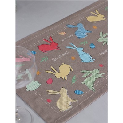 Дорожка пасхальная на стол Этель «Зайцы» 30×70 см, 100% хлопок, саржа 190 г/м²