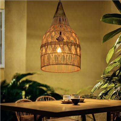 Светильник потолочный из ротанга «Эки», 1×120 Вт, Е27, 30×30×60 см