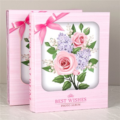 Фотоальбом 200 фото 10х15 Цветы / 9615 /уп 36/ (Голубой)