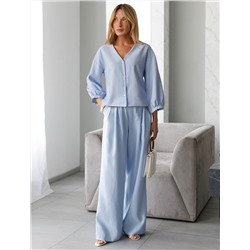 Укороченная блузка с V вырезом из плотного лиоцелла