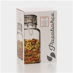 Банка для сыпучих продуктов Paşabahçe Cremlin, 1.3 л, с бугельным замком, стекло, прозрачная