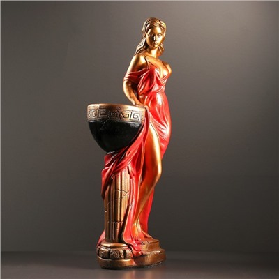Фигура с кашпо «Девушка Дана», 23×31×81 см, гипс, цвет бронзовый, красный