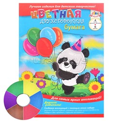 Бумага цветная А4 двусторонн., 4л. вкл обложку, 6цв."Панда"