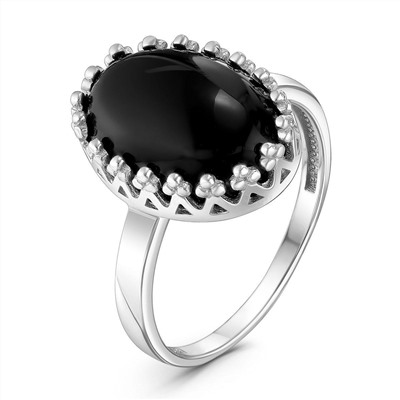 Серьги из серебра с нат. чёрным агатом родированные 925 пробы 2-4064р442