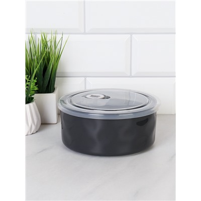 Контейнер салатник 850 мл крышка с клапаном / WRF-323 /уп 36/ Фарфор графитовый цвет