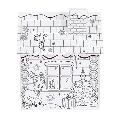 Домик-раскраска 3 в 1 «Новогодний хоровод», 5 фломастеров, 6 деталей