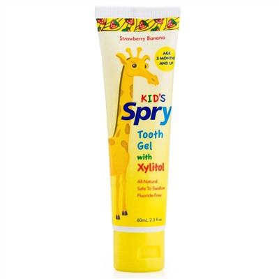 Xlear, Kid's Spry, зубной гель с ксилитом, клубника банан, 60 мл, (2,0 жидкой унции)