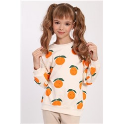 Свитшот для девочки Цветочки арт. СД-013-056 (Крем/апельсины)