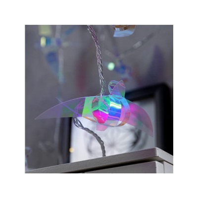 Гирлянда «Нить» 2.5 м с насадками «Птички», IP20, прозрачная нить, 10 LED, свечение белое, 220 В