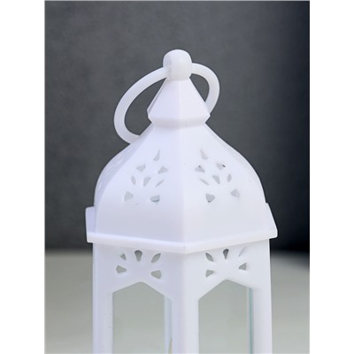 Светодиодная свеча в подсвечнике RISALUX «Фонарь изыска», LED-ночник, от батареек 3×LR44, белый, 6.3×5.5×11.5 см