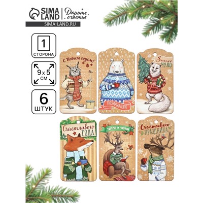Шильдик декоративный в наборе «Снежные истории», 9×5 см