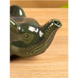 Набор чайный «Слоники», чайник, 2 кружки, 27×26×17 см, керамика, зелёный