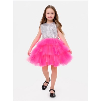Платье для девочки KAFTAN с пайетками, серебристо-розовое, рост 110-116 см