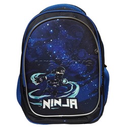 Рюкзак облегченный "Ниндзя" с анатомической спинкой, 3 отделениями на молнии, на каждой молнии 2 бегунка, размеры 40х32х16см, эргономичная анатомическая спинка, мягкие широкие регулируемые лямки, застежка спереди, внутри дополнительные отделения, органайз