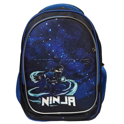 Рюкзак облегченный "Ниндзя" с анатомической спинкой, 3 отделениями на молнии, на каждой молнии 2 бегунка, размеры 40х32х16см, эргономичная анатомическая спинка, мягкие широкие регулируемые лямки, застежка спереди, внутри дополнительные отделения, органайз