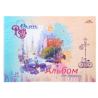 Альбом для рисования 24л "Париж" на гребне А3
