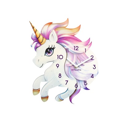Часы настенные Gelato, единорог, интерьерные, детские, бесшумные, плавный ход, d=33.5 см