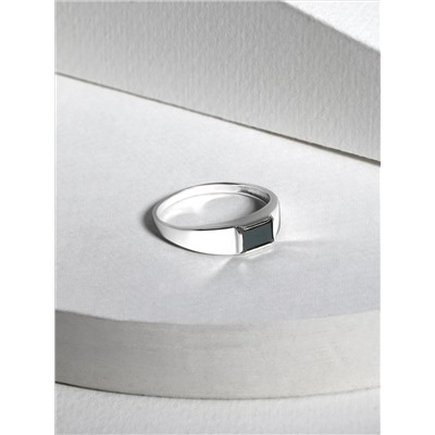 Печатка из серебра с фианитом родированная 925 пробы Пч-205р