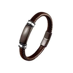 Браслет из кожи и стали, ALB110к