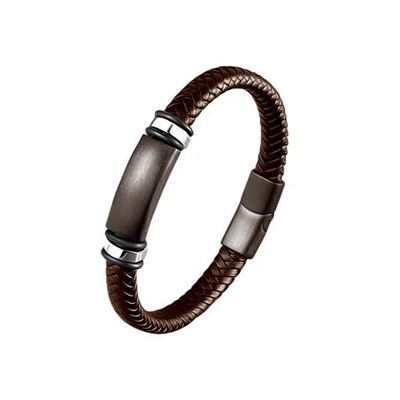 Браслет из кожи и стали, ALB110к