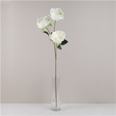 Цветок искусственный Роза пионовидная белый 80 см 3 бутона / RF-1572 /уп 400/