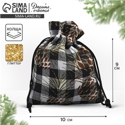 Мешочек подарочный новогодний холща «Шишки», 10×12 см ± 1.5 см