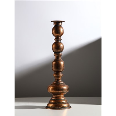 Металлический подсвечник на 1 свечу «Эрмете», состаренная бронза, 13.5×13.5×43.5 см