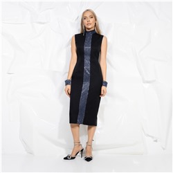 Платье-футляр с блестящим декором, Поцелуй удачи (blue, с манжетами)