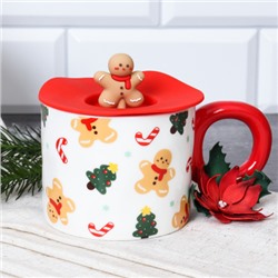 Кружка новогодняя с крышкой /350 мл/ 8080 /уп 72/