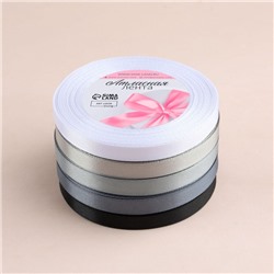 Набор атласных лент, 5 шт., размер 1 ленты: 10 мм × 23 ± 1 м, цвет серый спектр