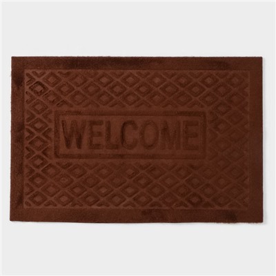 Коврик придверный Доляна Welcome, ромбы, влаговпитывающий, без окантовки, 38×58 см, МИКС