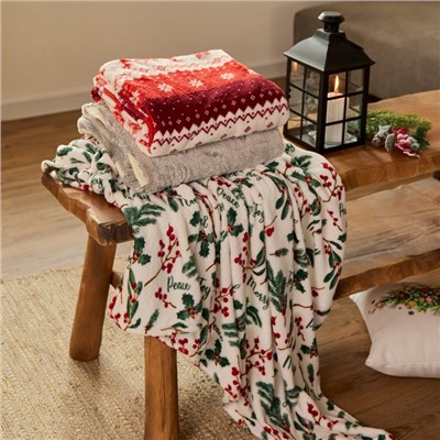 Плед «Этель» «Ветви» 150×200 см,100% п/э, корал-флис 220 г/м²