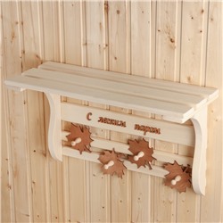 Полка - вешалка «Листопад. С лёгким паром», 58×38×25 см, деревянная, 4 крючка, «Добропаровъ»