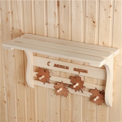 Полка - вешалка «Листопад. С лёгким паром», 58×38×25 см, деревянная, 4 крючка, «Добропаровъ»